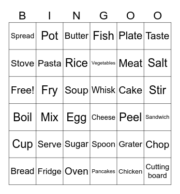 Cooking Day! Bingo Card