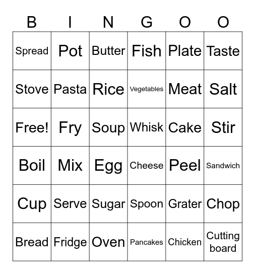 Cooking Day! Bingo Card