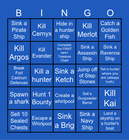 Arcane Odyssey Manhunt BINGO Card