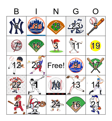 Baseball Bingo Card