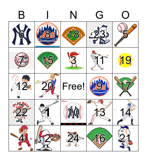 Baseball Bingo Card