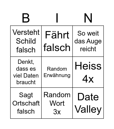 Vater Bingo Card