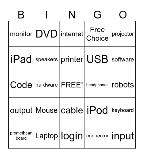Mrs. Mc's Computer Class Bingo Card