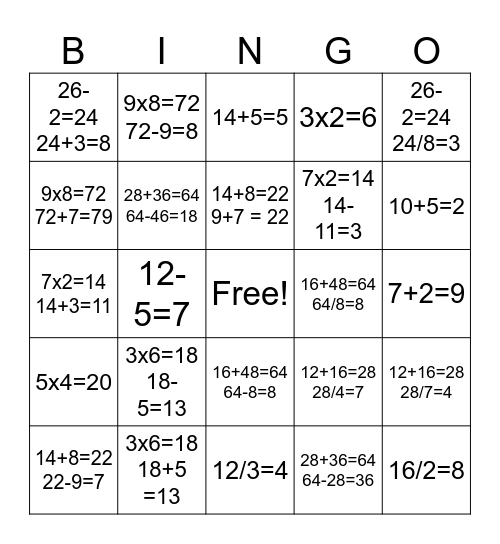 Two Step Word Problems pages 99 to 102 3 M Bingo Card
