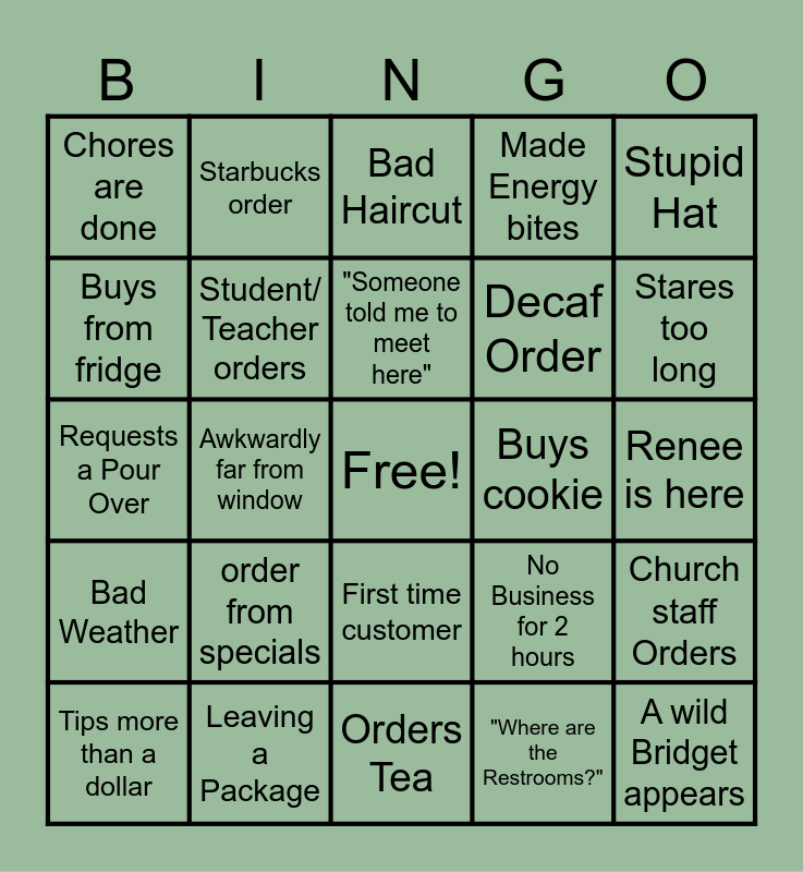 Journey's Staff Bingo Card