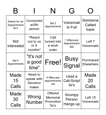 Call Night Bingo Card