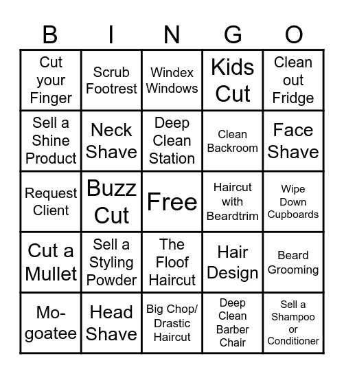 Barber Bingo Card