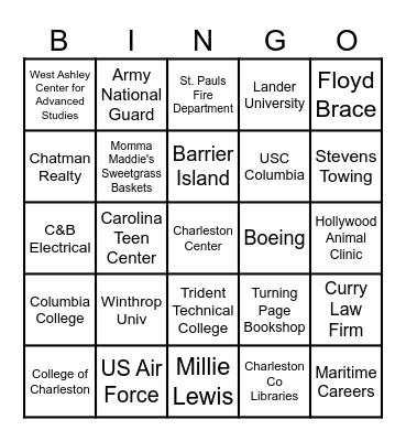 2025 Baptist Hill College and Career Fair Bingo Card