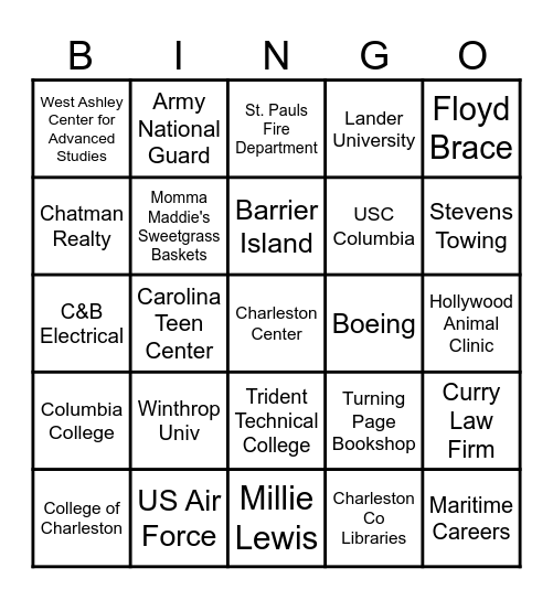 2025 Baptist Hill College and Career Fair Bingo Card