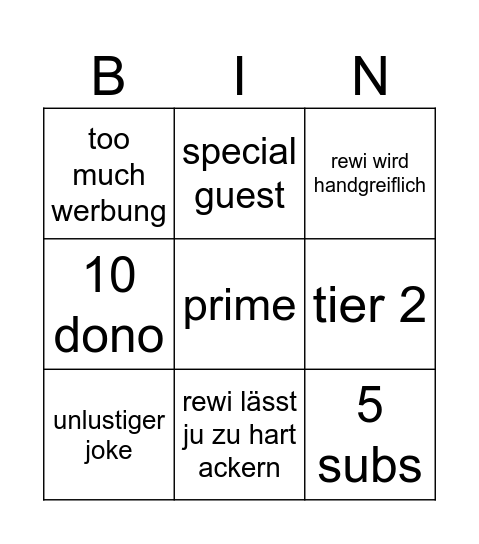 ju arbeitet für rewi Bingo Card
