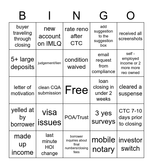 April Bingo Card