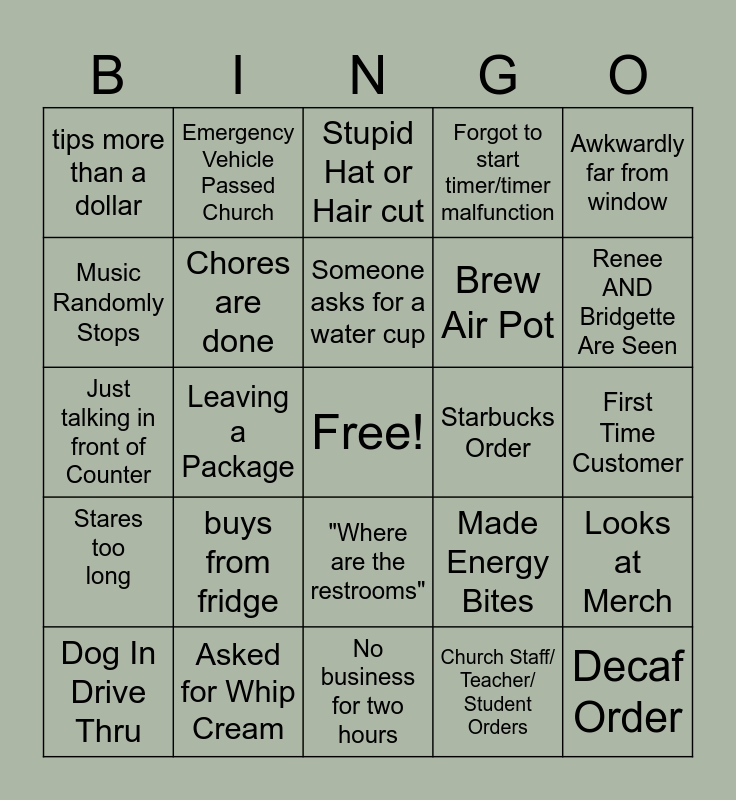 JOURNEY'S STAFF BINGO Card