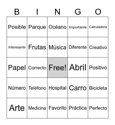 Los Cognados Bingo Card
