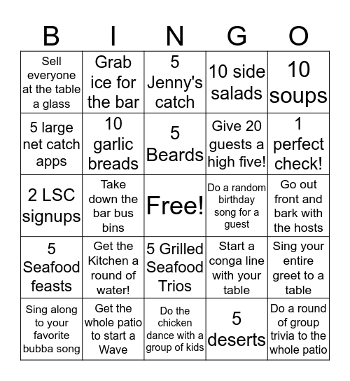 Bubba Bingo! Bingo Card
