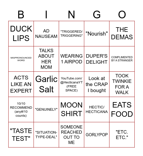 AMBERLYNN REID BINGO Card
