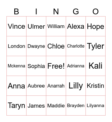 People You Know Bingo Card