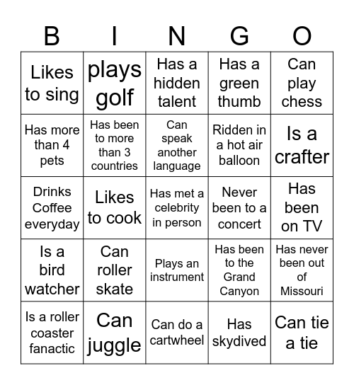 ARC FIND SOMEONE WHO BINGO Card