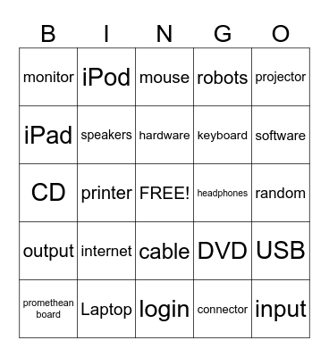 Mrs. Mc's Computer Class Bingo Card