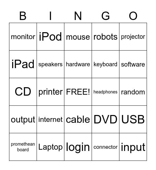 Mrs. Mc's Computer Class Bingo Card