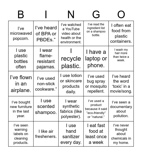 Toxic elements around Bingo Card