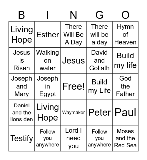 Christian Bingo Card