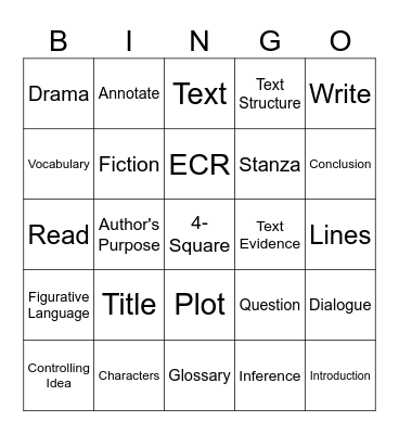 STAAR Review Bingo Card