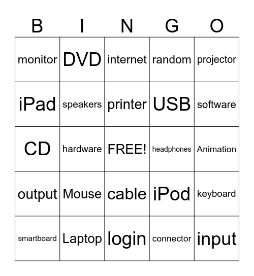 Mrs. Mc's Computer Class Bingo Card