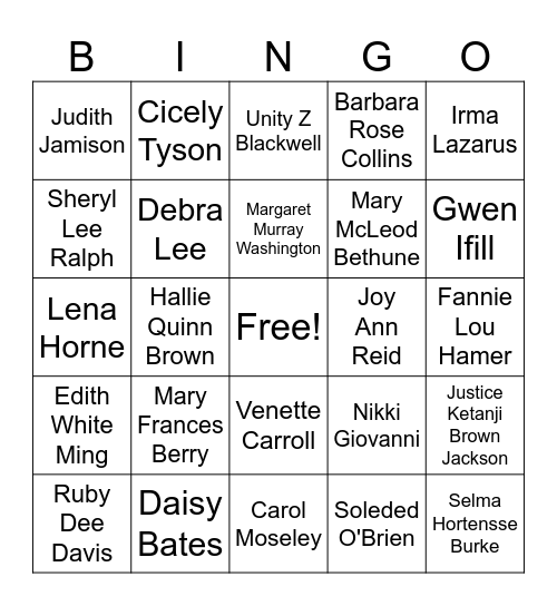 Honorary Delta Bingo Card
