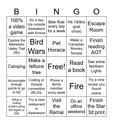 2025 Bingo Card