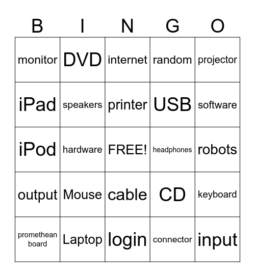 Mrs. Mc's Computer Class Bingo Card