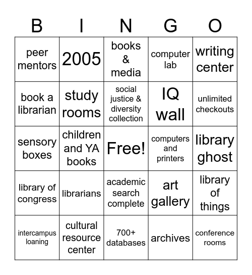 Library Bingo Card