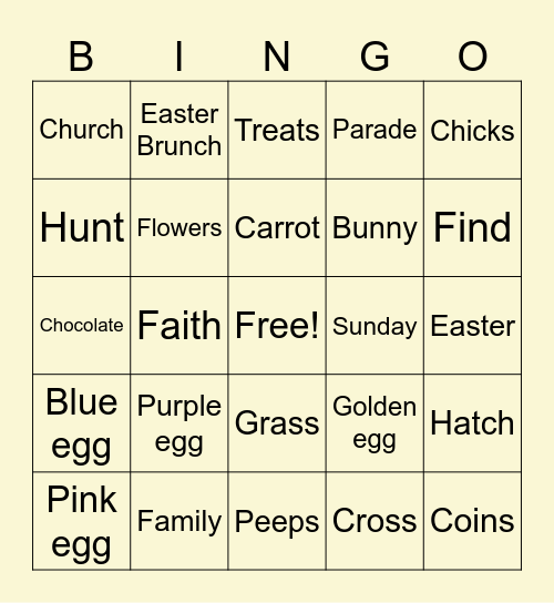 Easter Bingo Card