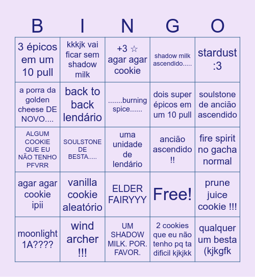 bingo co do fafo Bingo Card