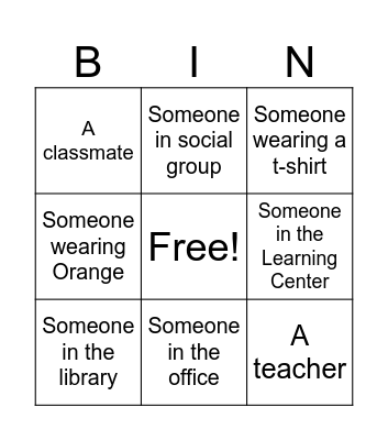 Compliment Bingo Card