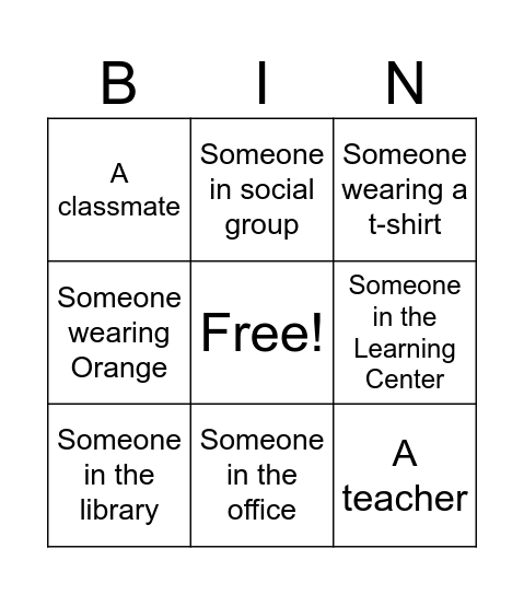 Compliment Bingo Card