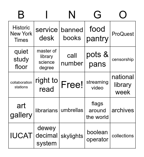 Library Bingo Card