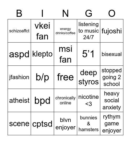 jin’s bingo Card