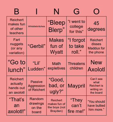 Pre-Calc Bingo Card
