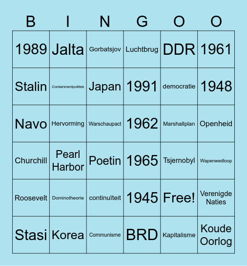 Koude Oorlog Bingo Card