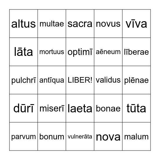 Trinity Set V Bingo Card