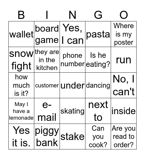 review Bingo Card
