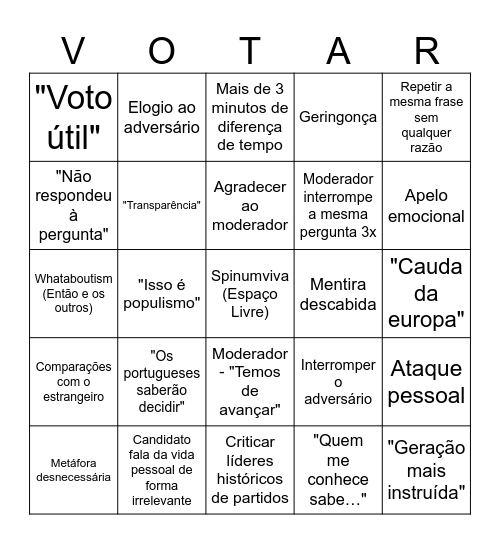 Legislativas - 2025 Bingo Card