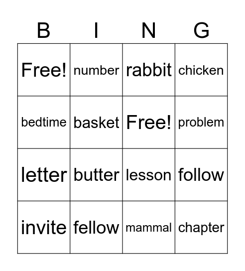 VCC Bingo Card