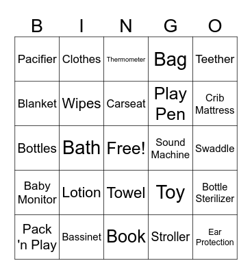 Baby Bingo Card
