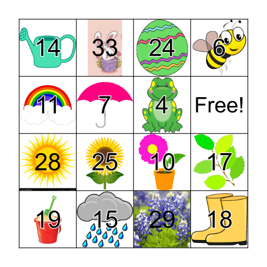 SPRING FLING Bingo Card