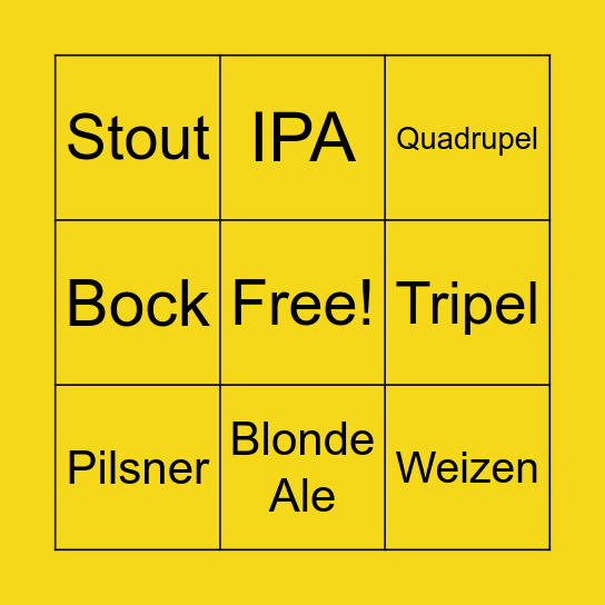BEER BINGO Card