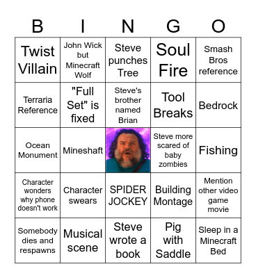 Minecraft Movie Bingo Card