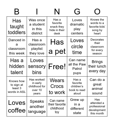 Hobbit Hill Bingo Card