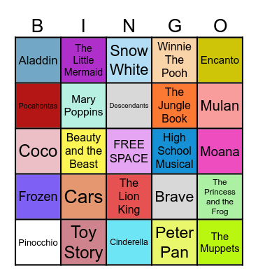 Disney Movies Bingo Card
