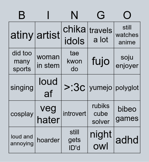 kishi bimgo Bingo Card